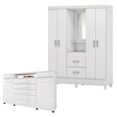 Imagem de Cômoda London E Guarda Roupa Casal Lord Branco - Demóbile