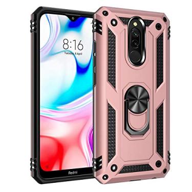 Imagem de SORAKA Capa para Xiaomi Redmi 8A com suporte de anel capa armadura Xiaomi Redmi 8A capa protetora TPU macio capa traseira de policarbonato rígido com placa de metal para suporte magnético de telefone