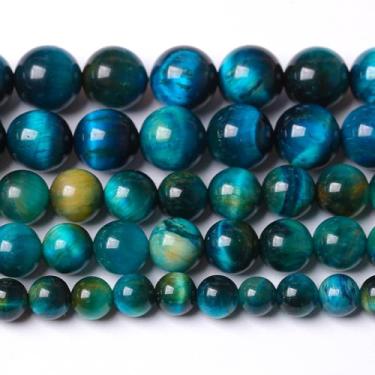 Imagem de Contas de pedra de olho de tigre azul amarelo natural para fazer joias contas redondas de pedras preciosas DIY colar de pulseira 72 peças 10 mm 2 fios 81 cm