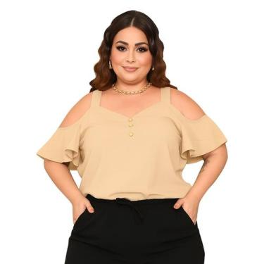 Imagem de Blusa Plus Size Feminina Ciganinha Alças Largas Manga Soltinha Decote 