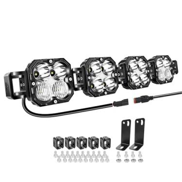 Imagem de Willpower Barra de luz LED de trabalho de 68.6 cm, 120 W, 12000 lm, com conector DT, luzes de neblina quadradas off-road de 12 V 24 V, para carro, caminhão, trator, barco 4 x 4, branco, 6000 K, farol