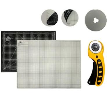 Imagem de Kit Base Placa de Cortar Tecido Papel Apoio de Mesa A2 45 x 60 + Corta