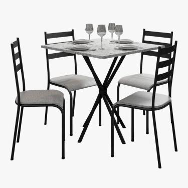 Imagem de Kit Mesa Diamante 541 Sala de Jantar 4 Cadeiras Pés Tubular