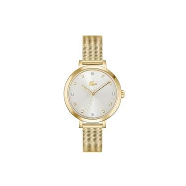 Imagem de Lacoste Riga Relógio feminino de quartzo 3H, aço inoxidável, resistente à água até 5 ATM/50 metros - elegância minimalista - relógio moderno premium - presente para ela - 34 mm, Banhado a ouro
