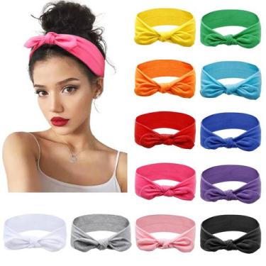 Imagem de Bow Headbands Huachi para mulheres, bandanas, faixa de cabelo x12