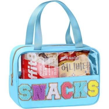 Imagem de Bolsa de lanche TESAFNG Chenille Letter Clear, bolsa de maquiagem impe