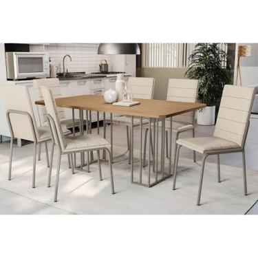 Imagem de Sala de Jantar Completa Duina c/ Tampo de Madeira 160cm e 6 Cadeiras A
