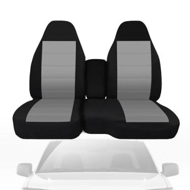 Imagem de runfider Capa de assento lavável para Chevrolet Colorado/GMC Canyon 2004 2005 2006 2007 2008 2009 2010 2011 2012, banco dianteiro 60/40 dividido com apoio de braço de console - cinza