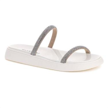 Imagem de Sandália Moleca Papete Tira Dupla Branco - Feminino, 37, Branco