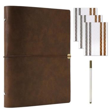 Imagem de Álbum de fotos Vienrose Faux Leather 10,6x8,3in, 100 páginas, marrom