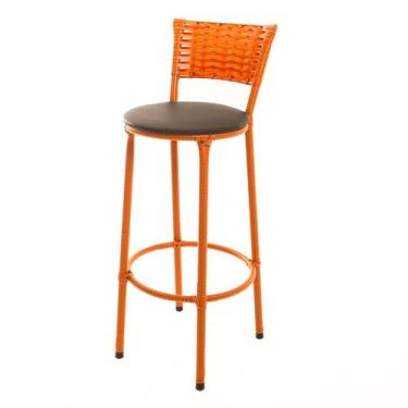 Imagem de Banqueta Alta Encapada Junco IMBUIA Area de Lazer Cozinha Balcão - ESP