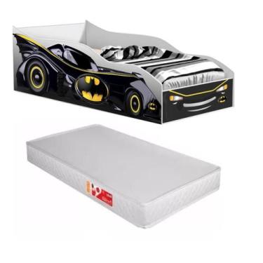 Imagem de Mini Cama Infantil Carro Black Para Meninos Com Colchão - Soho Mobília