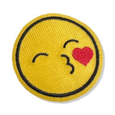 Imagem de V0051-001 Carinha Beijo Kissy Face Patch Bordado 6,8x8cm (A- Termo adesivo ou costura.)