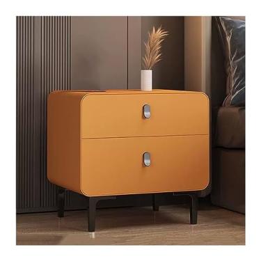 Imagem de Mesa de cabeceira toda de madeira maciça, mesa de cabeceira simples, com duas gavetas, lateral estreita, pequena, armazenamento de cor sólida, gaveta espessa, silenciosa, móvel de cabeceira, mesa de