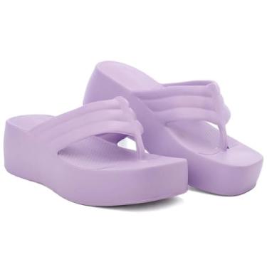 Imagem de Chinelo Nuvem Slide Plataforma Feminino Preto – EVA Macio, Antiderrapante Confortável (Lilás, BR, Adulto, Faixa Numérico, 38, 39)