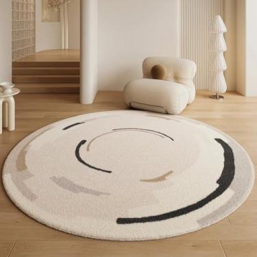 Imagem de Tapetes estilo creme para sala de estar, macios e fofos, redondos, decoração de quarto, penteadeira de luxo, tapete grosso e felpudo (300x300 cm/I)