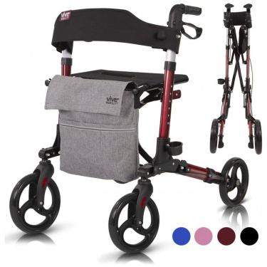 Imagem de Andador Adulto Idoso Vive Mobility com Assento e Super Leve, Suporta até 136 Quilos, Vermelho