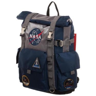 Imagem de Mochila Escolar Infantil Bioworld NASA Roll Top para Crianças, Azul