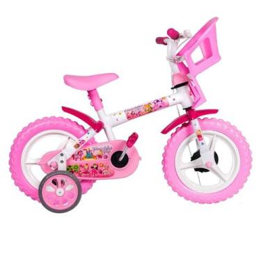 Imagem de Bicicleta com Cestinha para Carregar Bonecas Meninas Aro 12 Rosa Princ