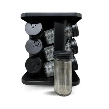 Imagem de Porta Condimentos Giratório 12 Potes Vidro Tampa Ajustável - Belakaza