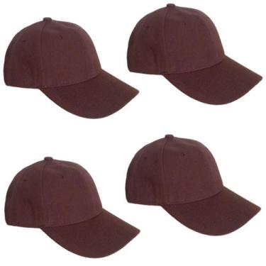 Imagem de Kit 4 Bonés Chapeu Bombeta Ajustável Liso Aba Curva Marrom - Idea