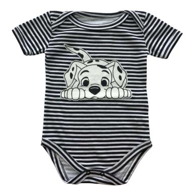 Imagem de Body para Bebês Manga Curta Preto e Branca Listrado Dalmatas Tamanho 3 -6 Meses - Basic +