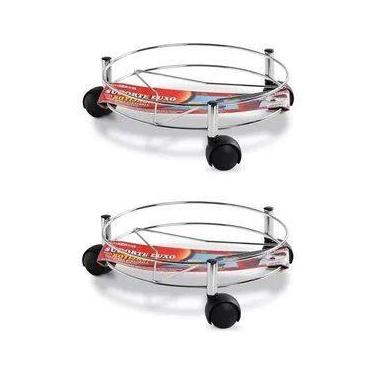 Imagem de Suporte C Rodinhas P/ Botijão D Gás Vasos P Flores - Niquelart