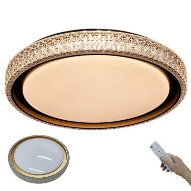 Imagem de Luminaria Plafon 3 Tons LED Cristal Luxo Moderno Controle Remoto Residencial Comercial Iluminaçao Ambiente