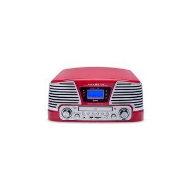 Imagem de Toca Discos Vitrola Raveo Harmony BT - Bluetooth, CD, MP3, USB e SD Reproduz e Grava, Aux. e FM 10W RMS Bivolt Vermelho