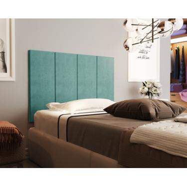 Imagem de Painel Cabeceira Cama Solteiro 0,90 Suede Azul - Comprar Moveis Em Casa