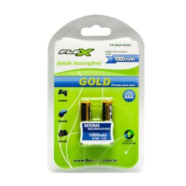 Imagem de Blister 2 Pilhas Recarregaveis AAA Flex Gold 1000Mah  1.2v - FX-AAA10LB2