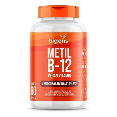Imagem de 2X Metil B12 Vegana, Vitamina Metilcobalamina 60Caps Bigens