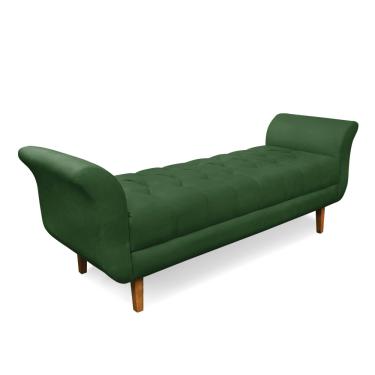 Imagem de Recamier Olinda Suede Verde 160 cm Pés Chanfrado Castanhos - D'Rossi