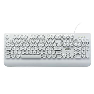 Imagem de Teclado Com Fio Oex Pop In Tc401 - Teclas Redondas Com Apoio De Punho Branco