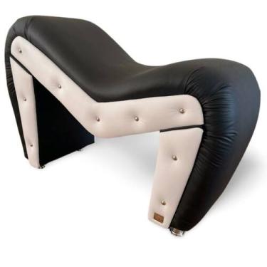 Imagem de Poltrona Cadeira Cavalinho Sofá De Motel Hotel Preto Branco - Desire M