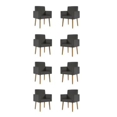 Imagem de Kit 08 Poltronas Nina Decorativa Para Recepção Courino Cor:courino Cinza