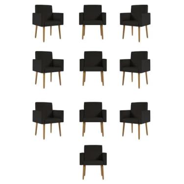 Imagem de Kit 10 Poltronas Decorativa Recepção Oferta Courino Balaqui Cor:courino Preto