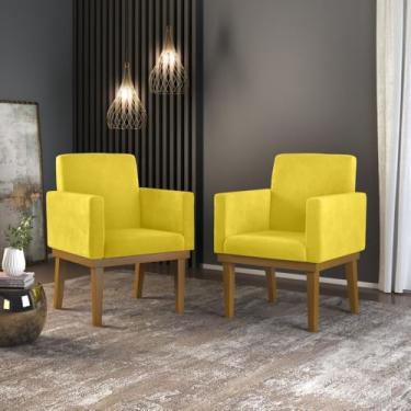 Imagem de Kit 2 Cadeiras Poltronas Decorativas Base Reforçada Amarelo Cor:amarelo
