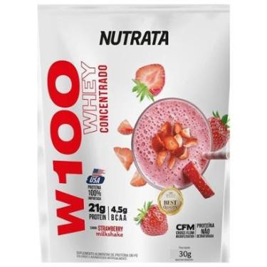 Imagem de W100 Whey Concentrado - 1 Sachê 30g Morango - Nutrata-Unissex