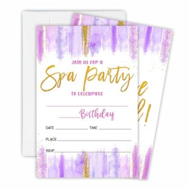 Imagem de Convite de aniversário de festa de spa com 15 envelopes brancos combinando para meninos e meninas, suprimentos de decorações de festa de aniversário-OL-A26