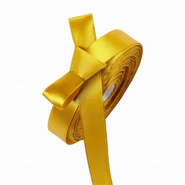 Imagem de Fita de cetim dourada de 1,5 cm x 50 metros, fitas sólidas para embrulho de presente, artesanato, fabricação de laços, casamento, festa, decoração de eventos