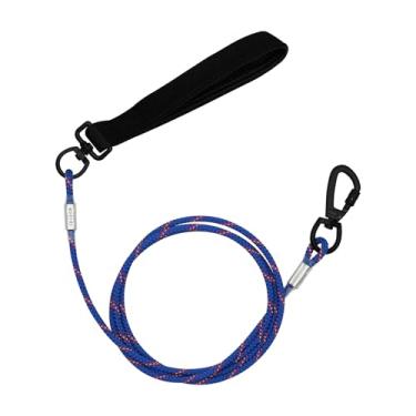 Imagem de Trelas para cães de aço de metal de 1,8 m com alça confortável, cabo de aço à prova de mastigação para controle de cães grandes ou médios andam e trem, resistente com fecho giratório e fivela dupla