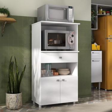 Imagem de Balcão Multiuso Forno e Micro-ondas 2 Portas 1 Gaveta Multimóveis Mpf4060g Branco