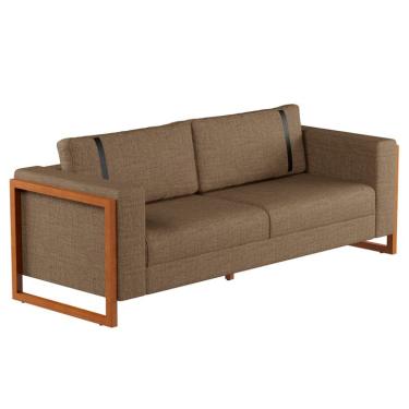 Imagem de Sofá 3 Lugares Lin Linho Marrom e Amêndoa 230 cm