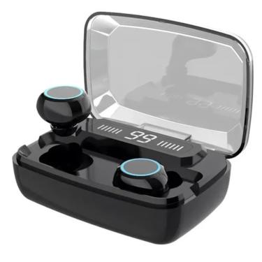 Imagem de Fone de Ouvido Preto TWS Controle Touch e Base Carregadora Power Bank