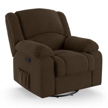 Imagem de Poltrona Do Papai Reclinável Melim Glider Giratória Massagem Veludo Marrom Fh1 - D'rossi