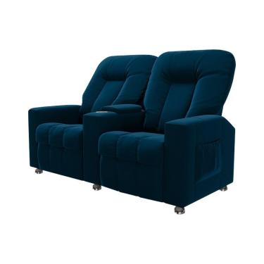 Imagem de Poltrona Reclinável Para Cinema 2 Lugares Sora Veludo Azul Marinho Fh1 - D'rossi