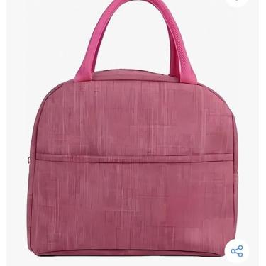 Imagem de Bolsa Térmica Porta Marmita + Estojo com Talher (Garfo, faca e colher) Para Transportar Para Academia, Trabalho, Praia. da cor ROSA