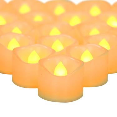Imagem de CANDLE CHOICE Luzes de chá sem chamas operadas por bateria, velas votivas de LED cintilantes para mesa de festa de casamento, centro de mesa, decoração de Halloween, Natal, pilhas, incluindo luz âmbar