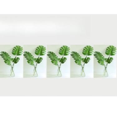 Imagem de Folhas Artificial Verde Planta Folhas Costela De Adão Artificiais Para Decoração Plantas Seca Artificial(25unidade（5grande+10médio+10pe)